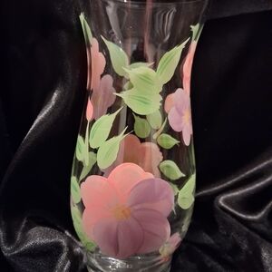 Floral Painted Glass Vase